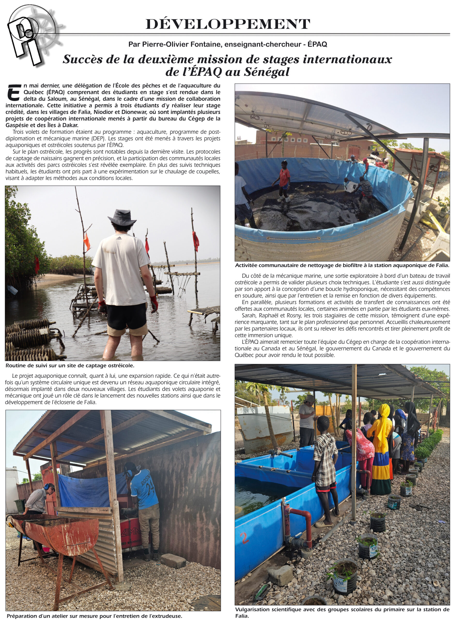 ÉPAQ - Développement - Techniques d'aquaculture