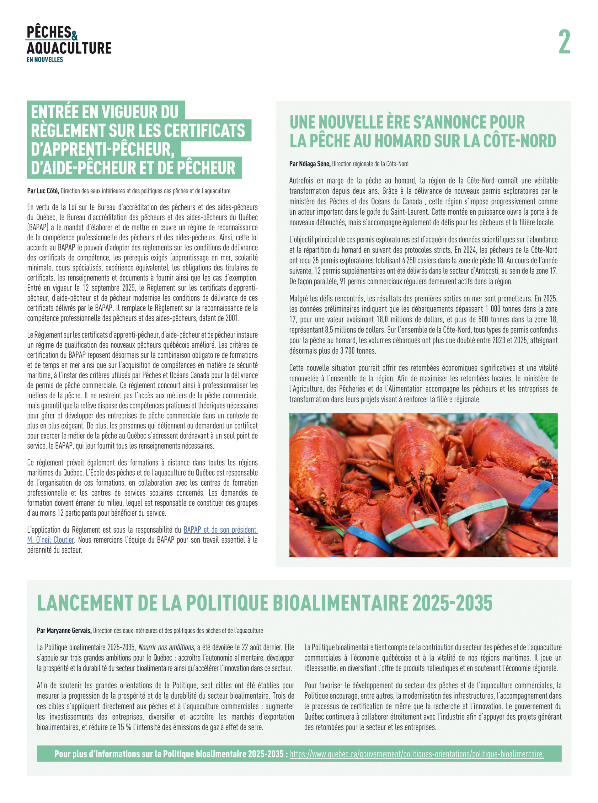 Pêches & Aquaculture en nouvelles