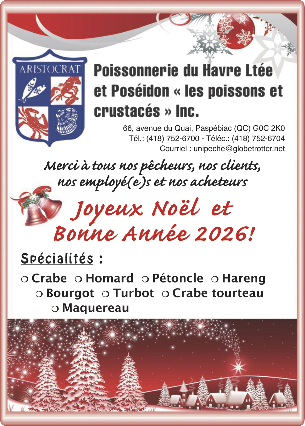 Poissonnerie du Havre Ltée et Poséidon «les poissons et crustacés» inc. Inc.