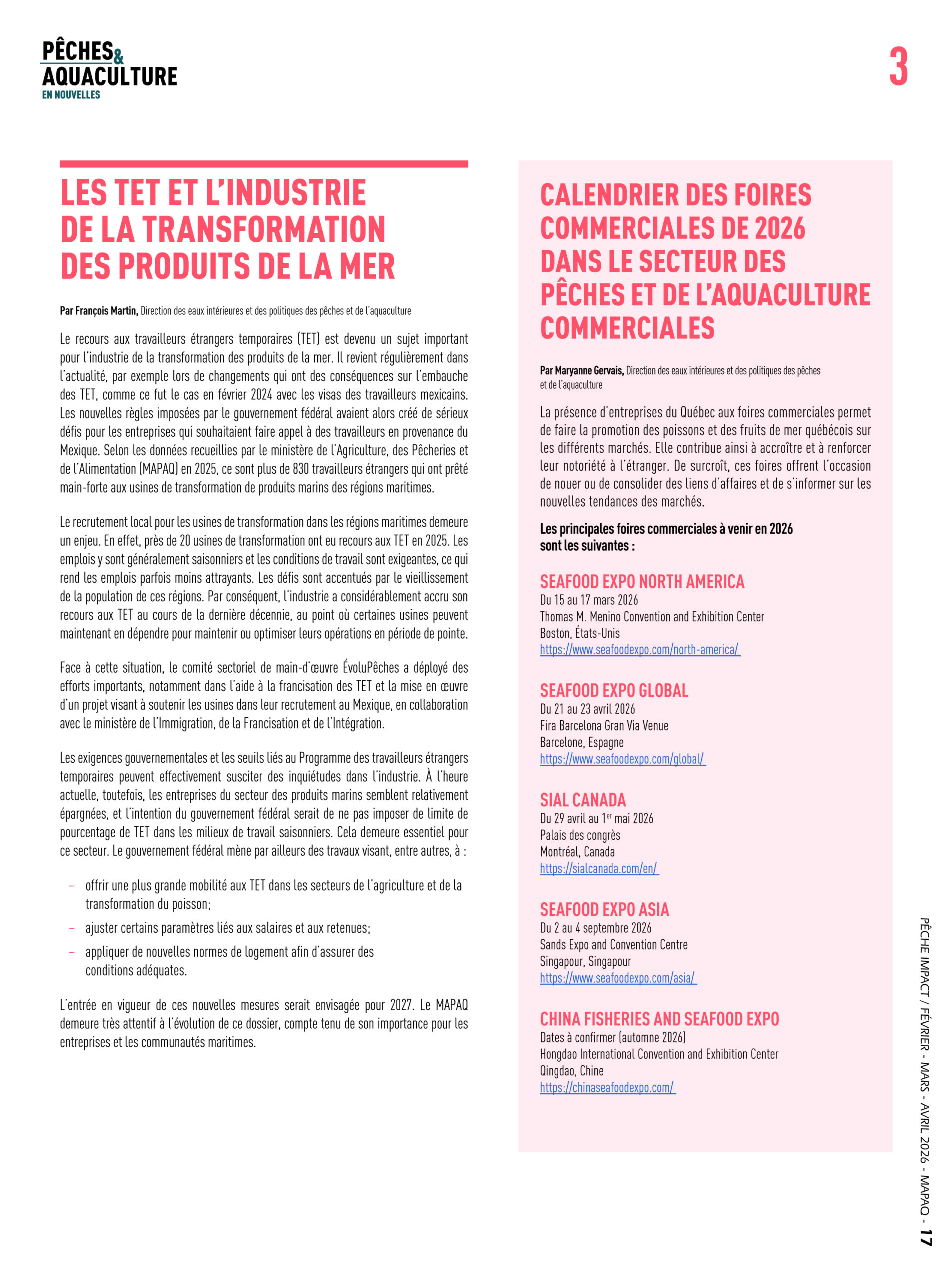 Pêches & Aquaculture en nouvelles