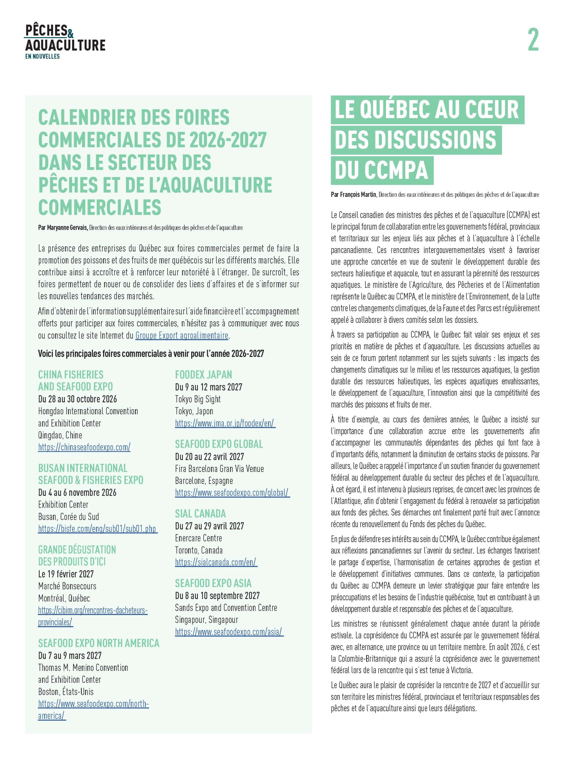 Pêches & Aquaculture en nouvelles